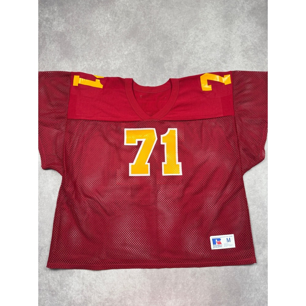 VTG Russell Athletic Predators Football Jersey Men M #71 Red Yellow USA 90s Mesh